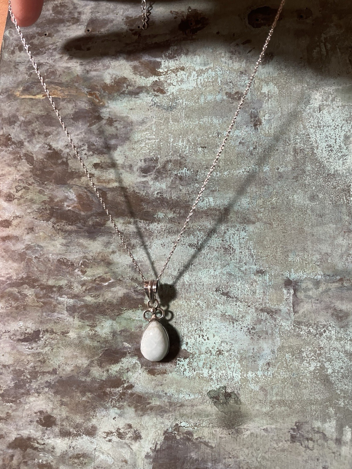 925 Sterling Silver Larimar Pendant On 16-17 Inch Chain