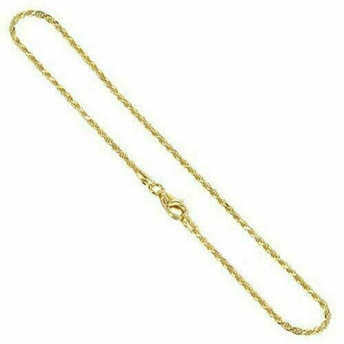 14k Gold Plated Over 925 Sterling Silver Italian Rope Chain Diamond-Cut 2.0mm
