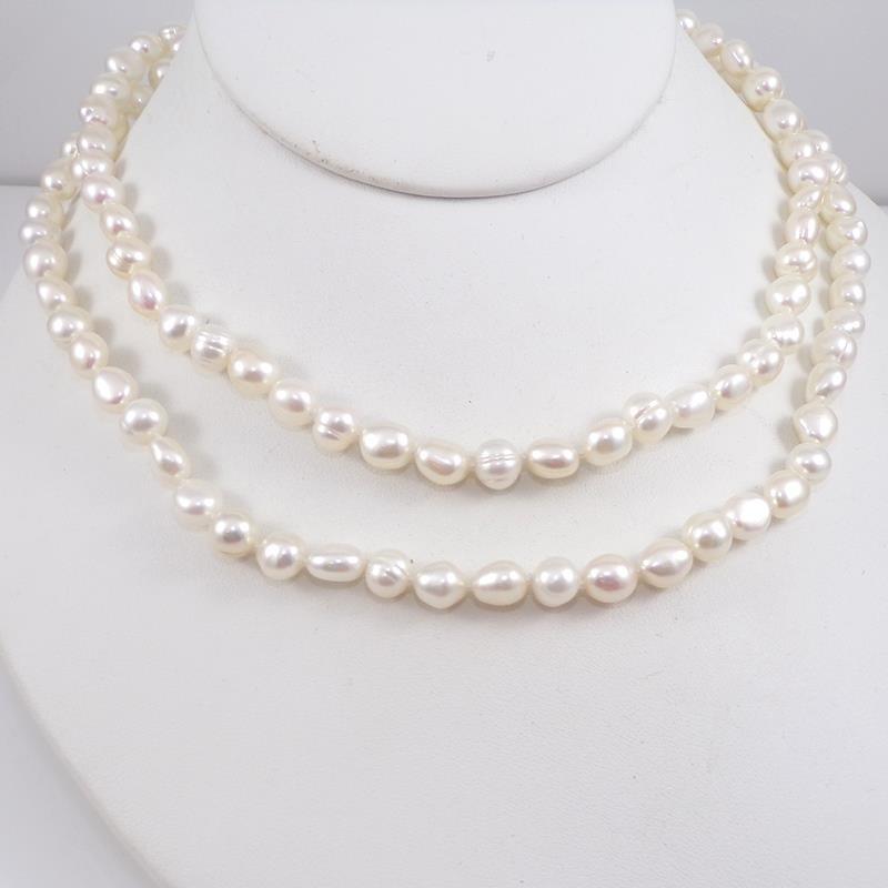 Honora Sterling Silver White Pearl Strand String Necklace LONG 36″ LHC3