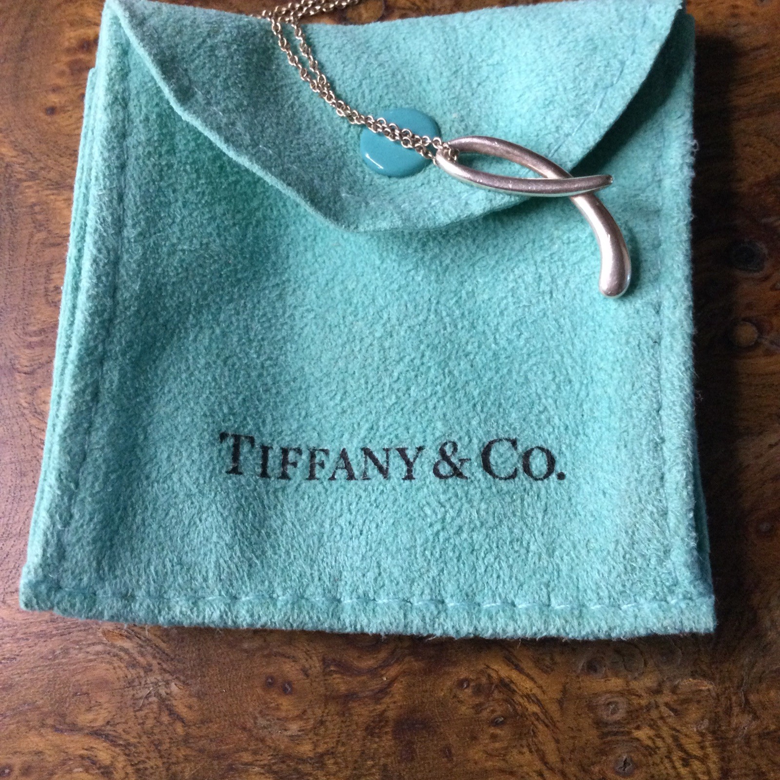 Tiffany & Co. Sterling Silver Elsa Peretti Small Letter L Pendant Necklace 17″