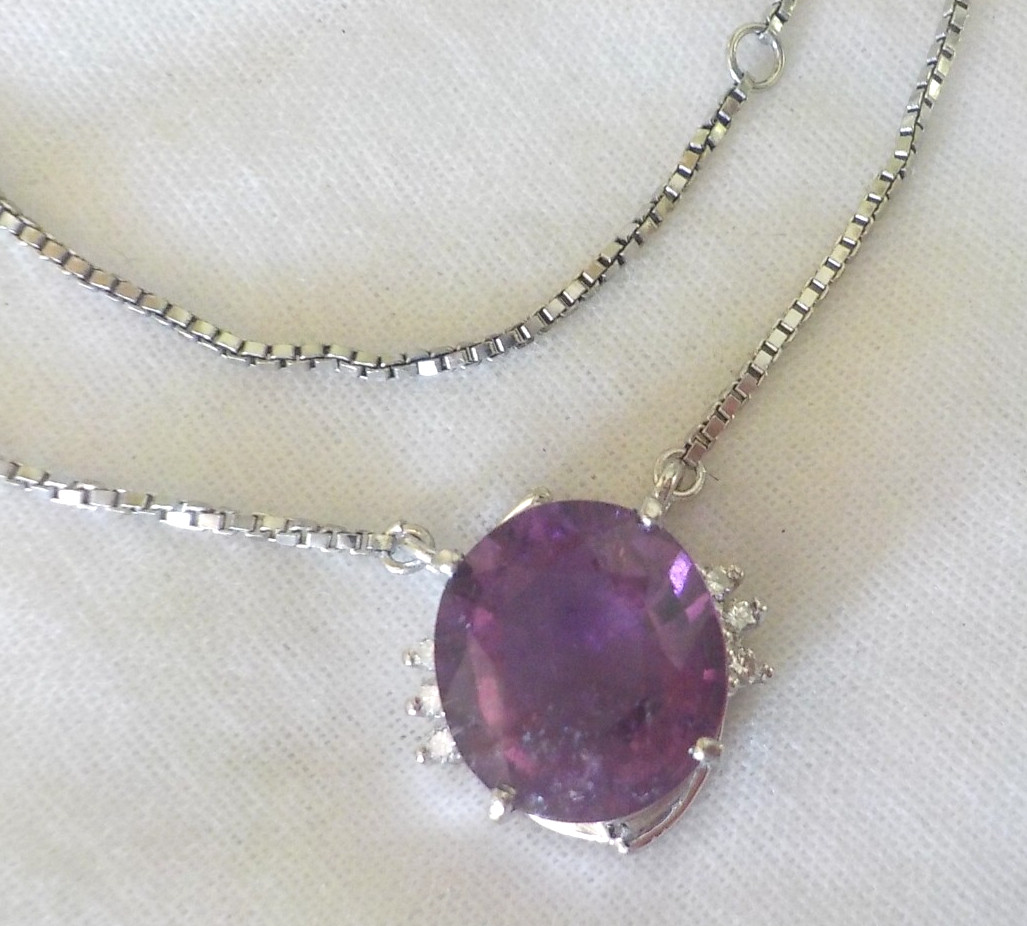 Platinum Unique Purple Tourmaline Diamond Necklace – 7.36 gms, 16.3 in, 3.79 ctw
