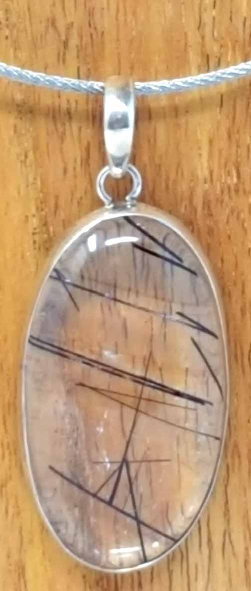 Silver Pendant Gemstone Tourmaline Quartz 13.8g AA Quality Eye Clean 925 Silver