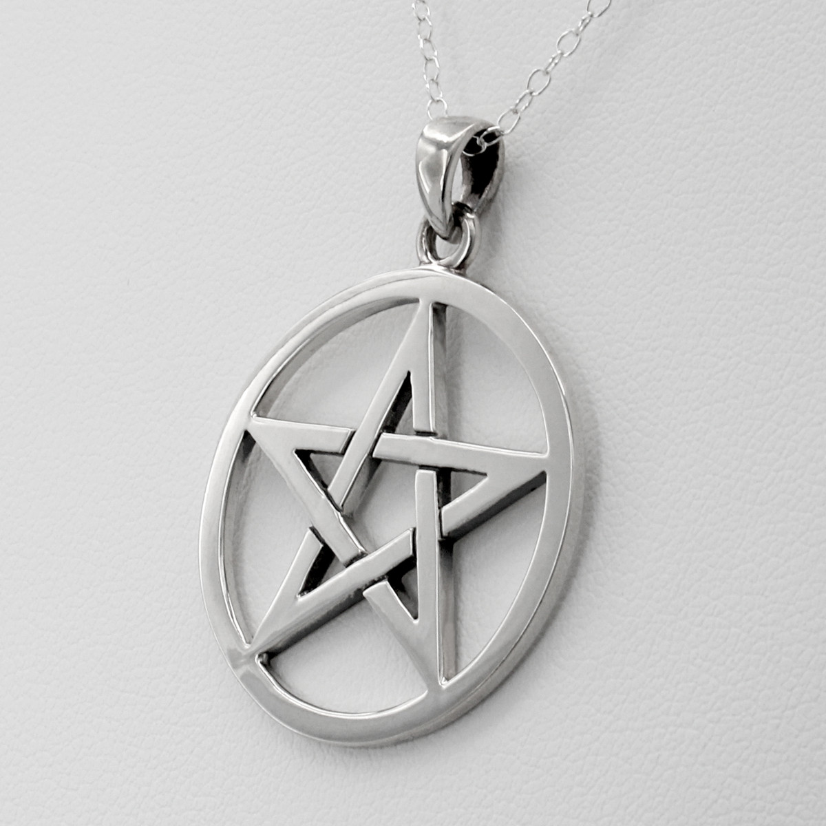 Solid 925 Sterling Silver Pentacle Necklace Pentagram Wicca Jewelry (16-30″)