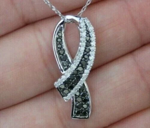 2Ct Round Cut Lab Created Diamond Ribbon Pendant 14K White Gold Finish