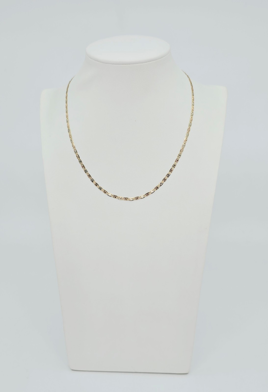 Unique 14K Tri Tone Multi Color Gold Diamond Cut Valentino Link Chain Necklace