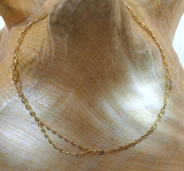 1.1MM ITALIAN 14K YELLOW GOLD SPARKLY DIAMOND-CUT ANCHOR CHAIN NECKLACE 16-24″
