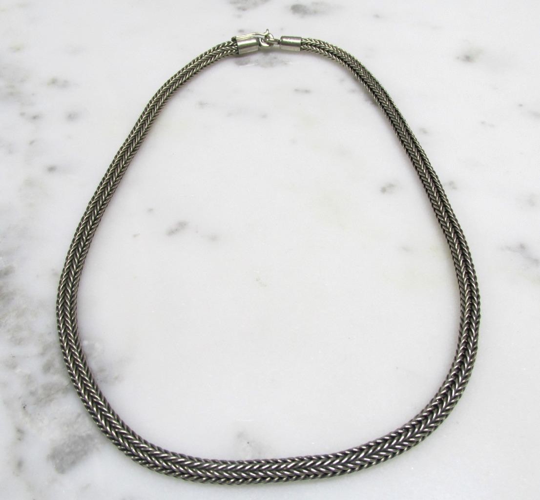 Sterling Silver Foxtail Link Chain Necklace ~ 18″ ~ 53.4g ~ 12-A684