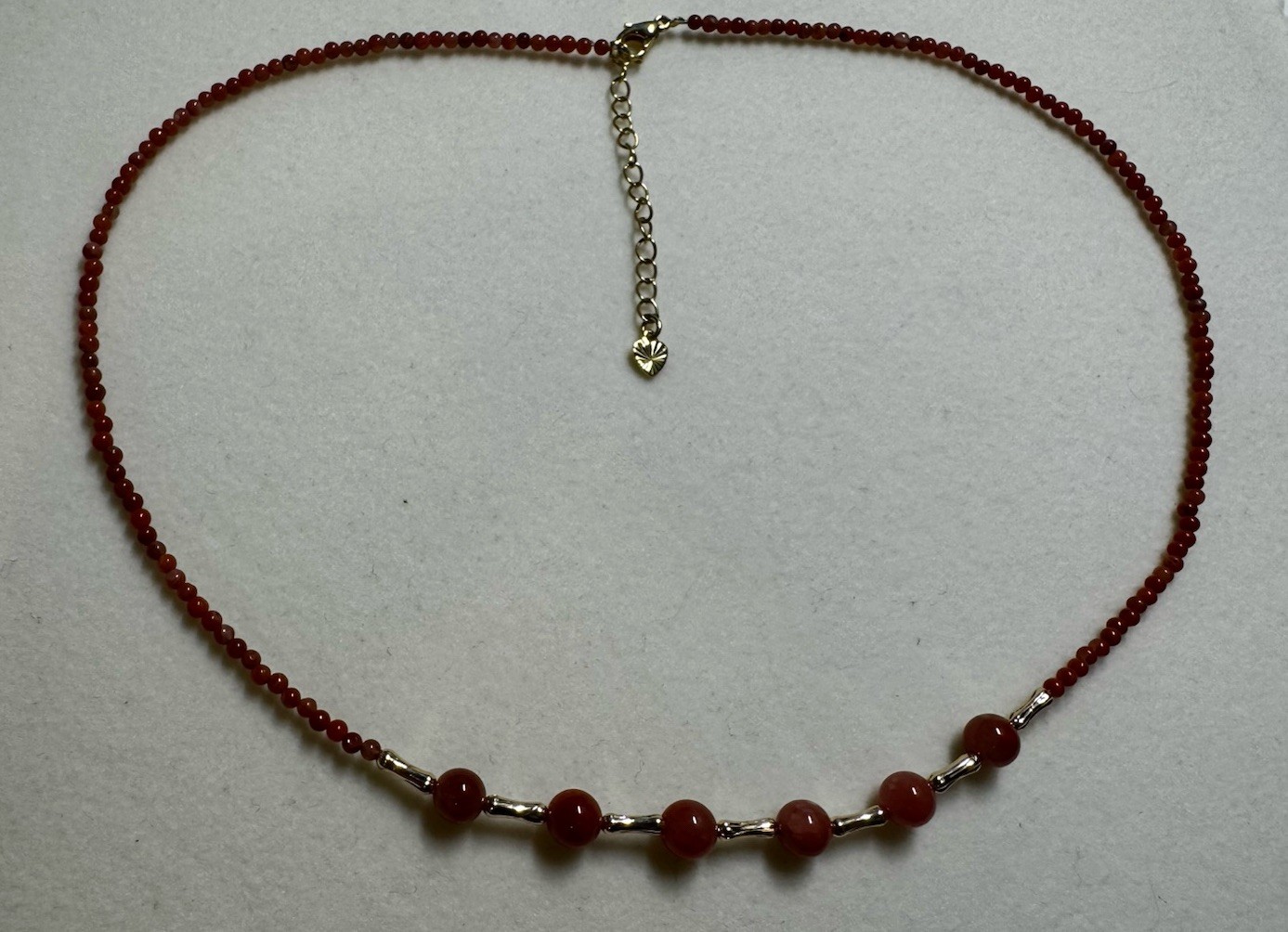 Natural nanhong agate jade necklace 2.5-6mm 17”-19” New in box free shipping