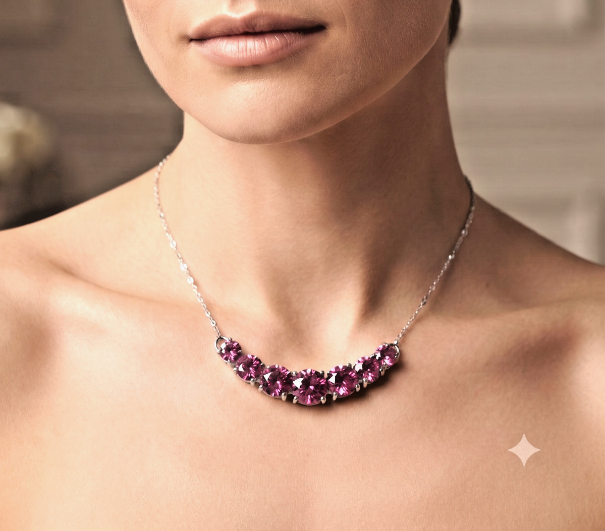 RARE 8.20 Ct Pink Diamond Necklace, Amazing Shine, FREE Diamond Studs