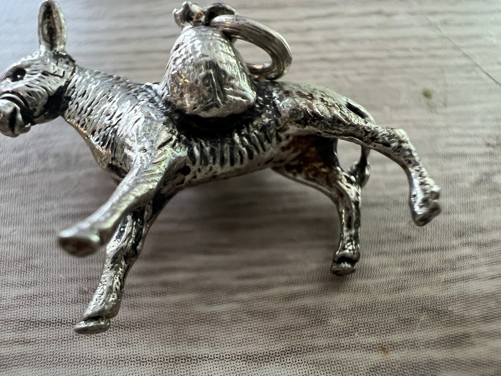 Donkey Burro Charm Pendant Silver Tone Pack Mule Figural Travel Souvenir Vintage