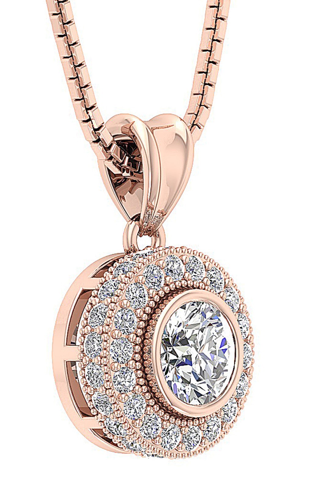 SI1 G 1.00 Carat Round Diamond Cluster Pendant Necklace 14K White Gold Appraisal