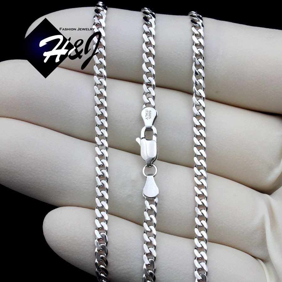 18″20″22“24″MEN 925 STERLING SILVER 3MM MIAMI CUBAN CURB LINK CHAIN NECKLACE*N25