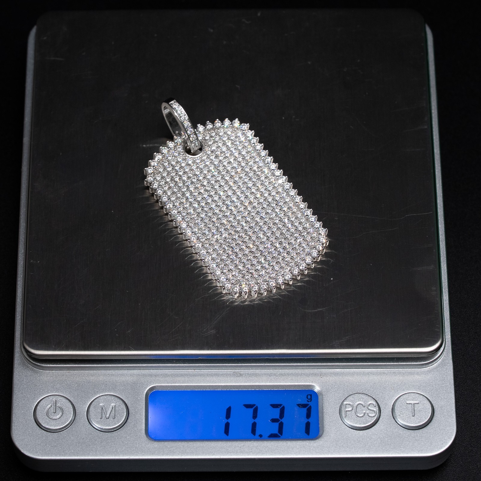 Mens MOISSANITE Dog Tag Real Solid 925 Silver Iced Hip Hop Pendant Necklace