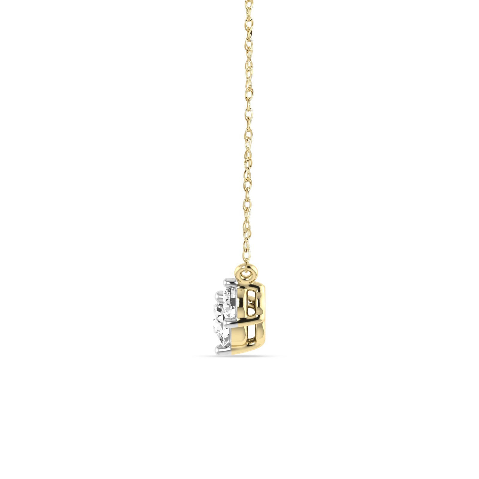 Three Stone Necklace 1.00 CTW Round Lab Grown Diamond Necklace 10K Yellow Gold