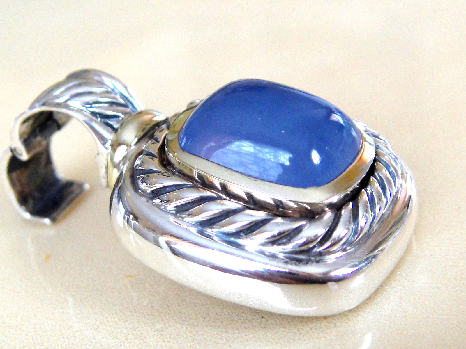 DAVID YURMAN 14K,SS ALBION BLUE CHALCEDONY ENHANCER