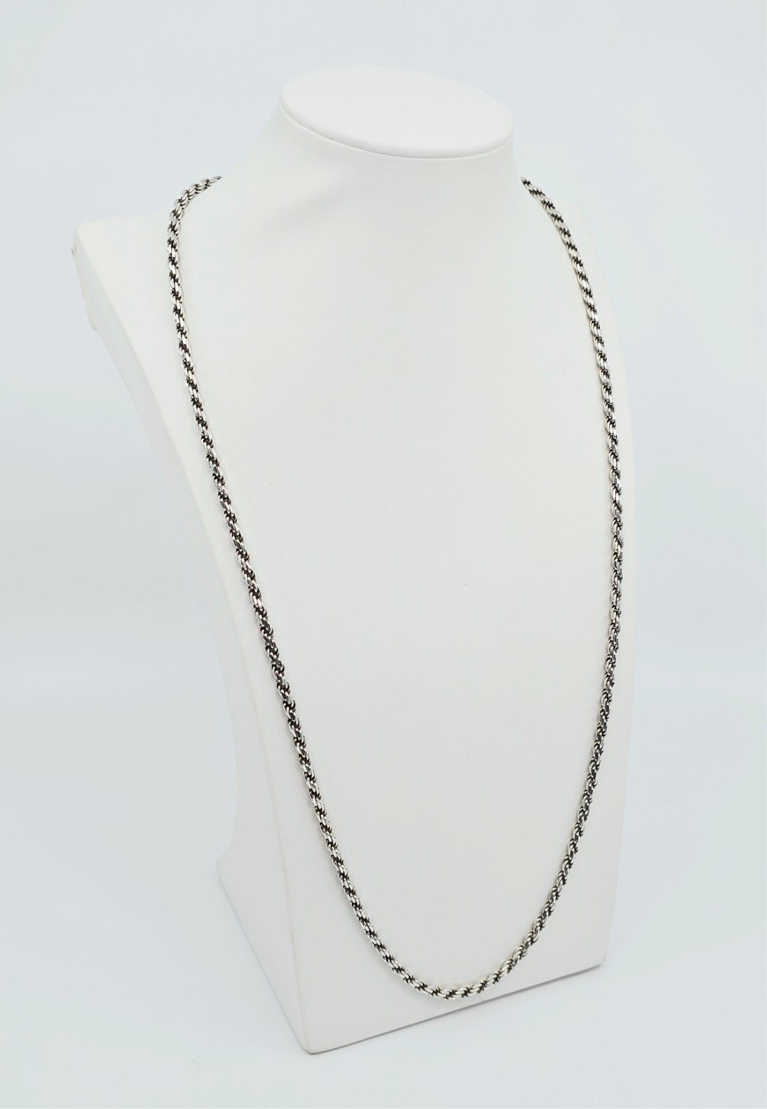 Amazing Solid 925 Sterling Silver Designer Rope Chain Necklace – 28″ Length