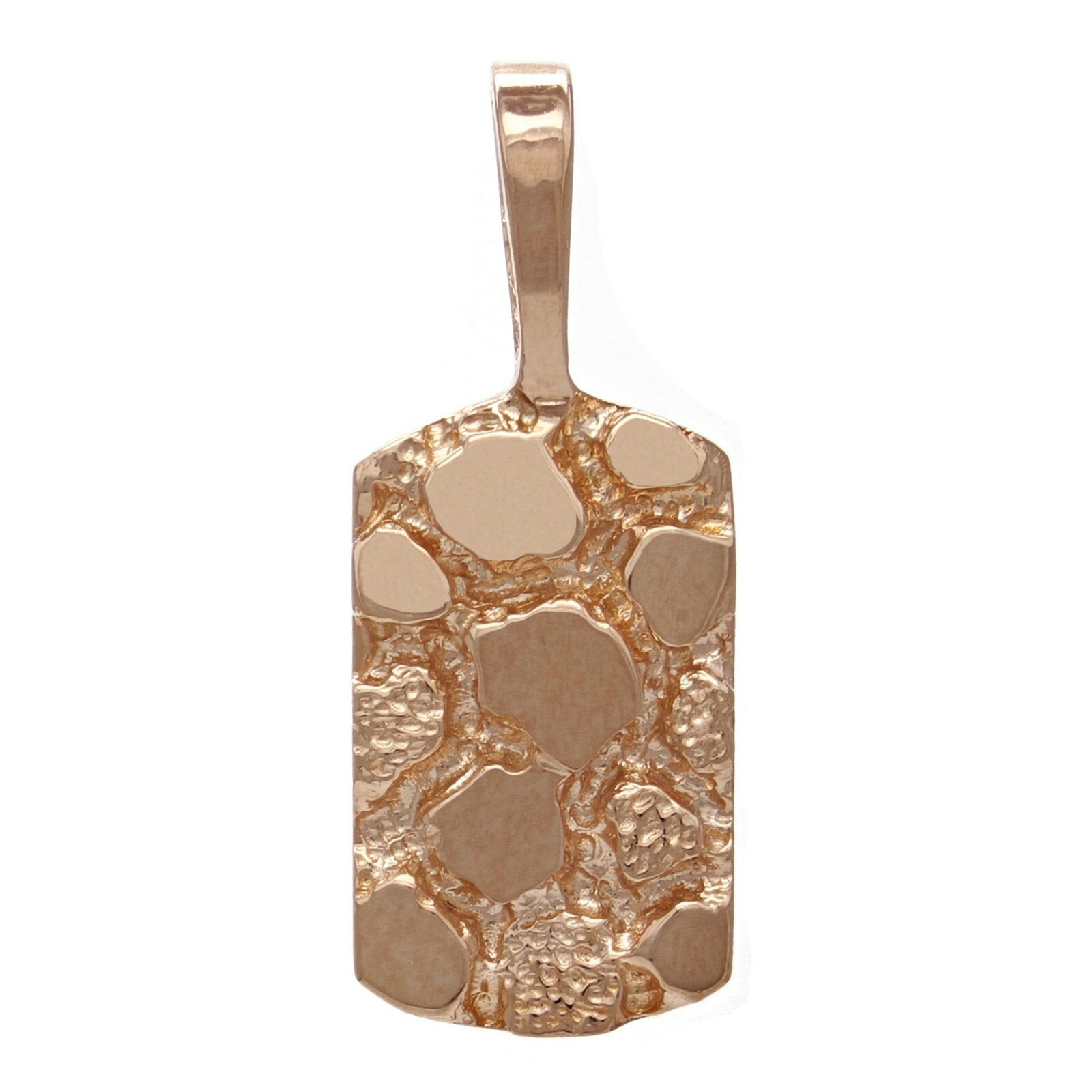 10k Rose Gold Rectangle Nugget Charm Pendant 24.8mm x 9.7mm 2 grams