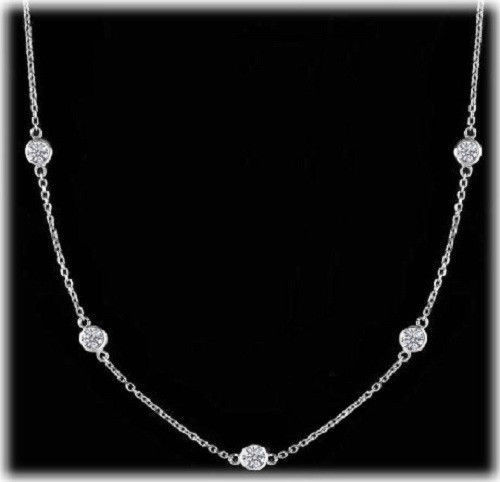 1.42 carat Round Diamond By The Yard Platinum Necklace 10 x 0.14 ct F VS/SI1