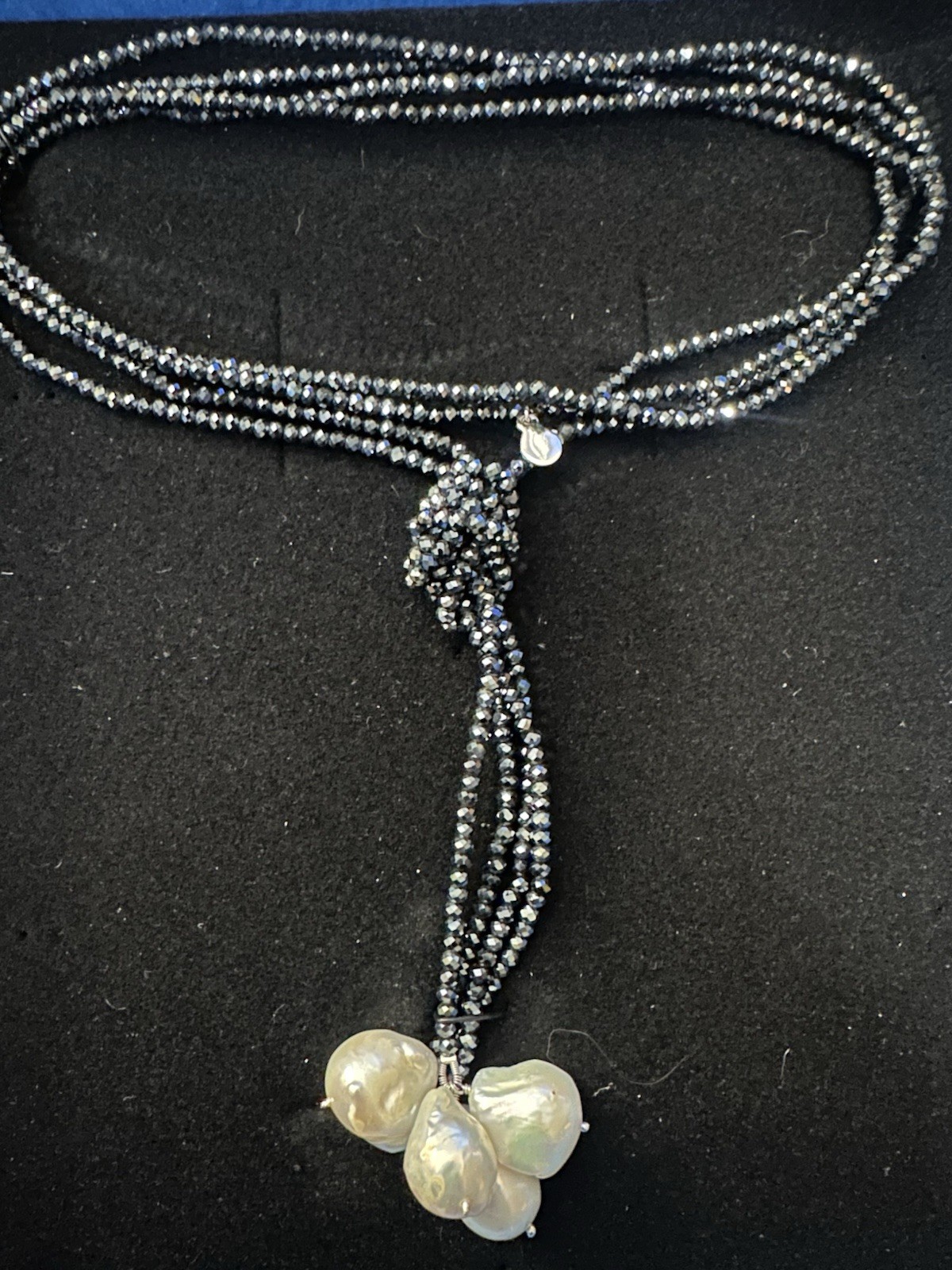 26” Baroque Freshwater Pearl & spinel Drop necklace. Marked 925 India. No clasp