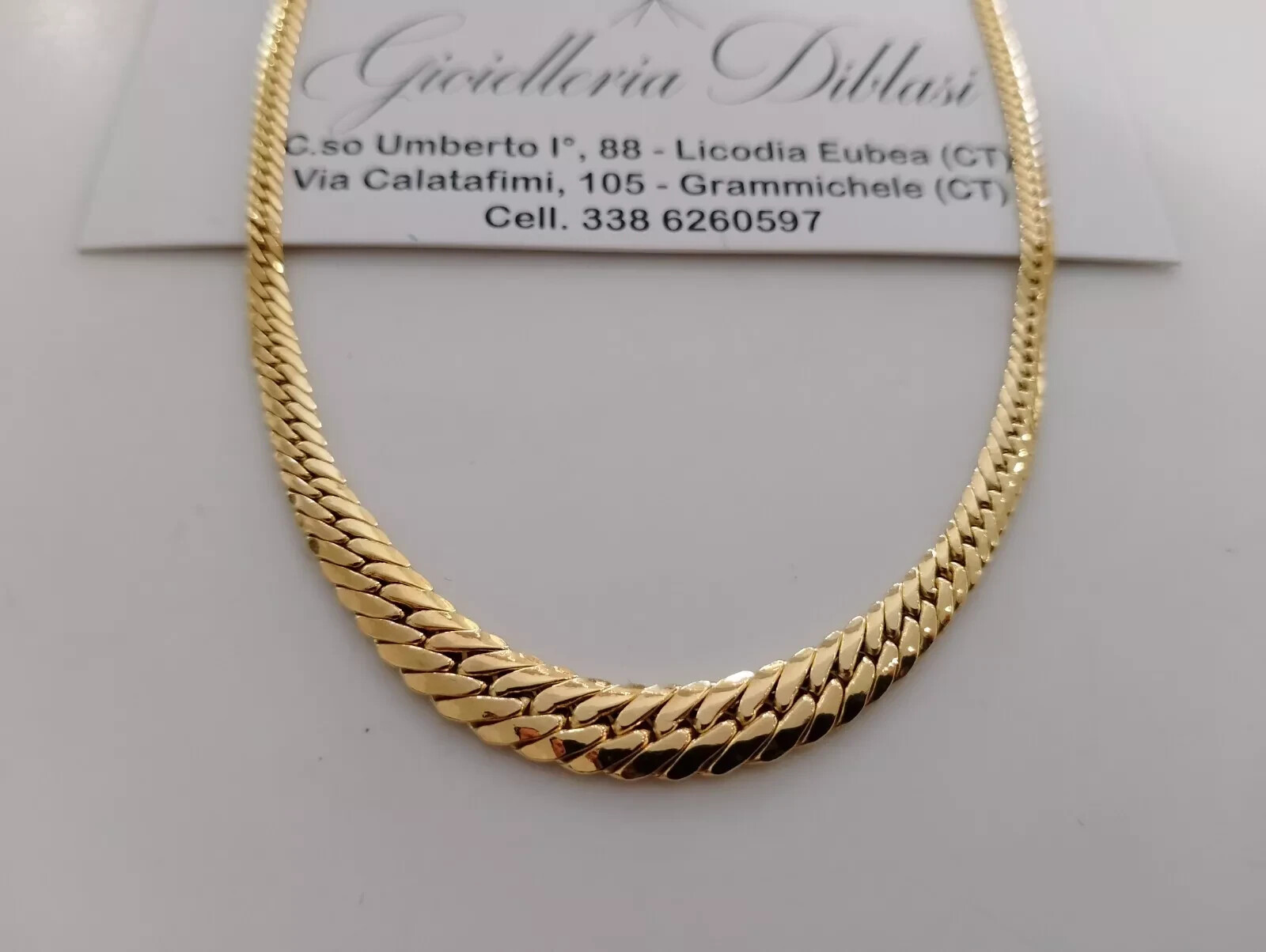 SOLID 18K YELLOW GOLD SERPENTINE CHAIN 17.72 INCHES, WIDTH 6/7 MM, MADE IN ITALY