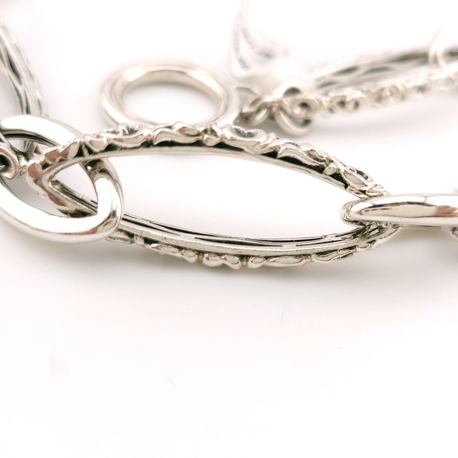 New Charles Krypell Sterling Silver Twist Oval Chain Link 36 in Toggle Necklace