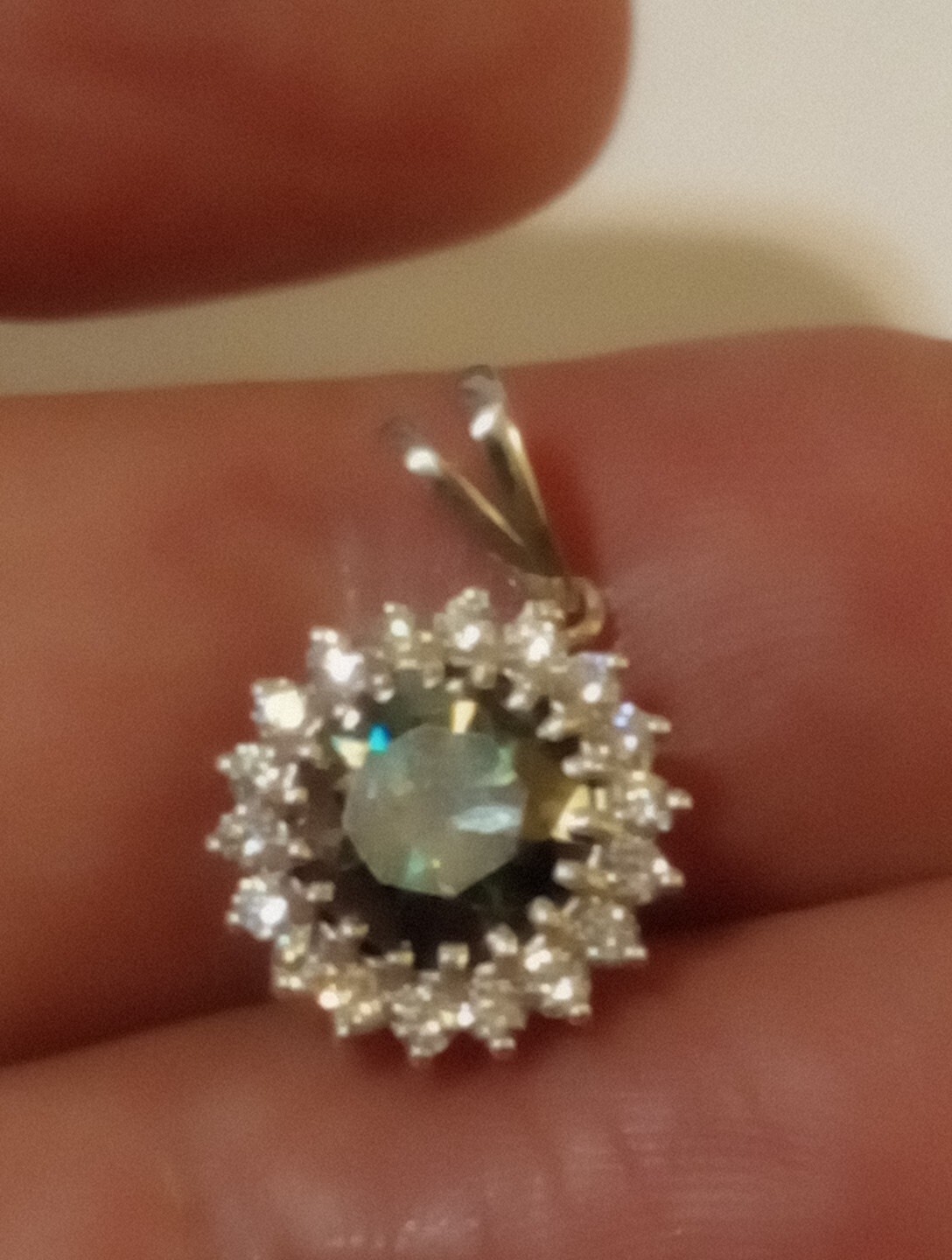 NATURAL GREEN BLUE DIAMOND 3.00CT 925 SILVER WHITE GOLD OVER PENDANT DIAMOND ACC