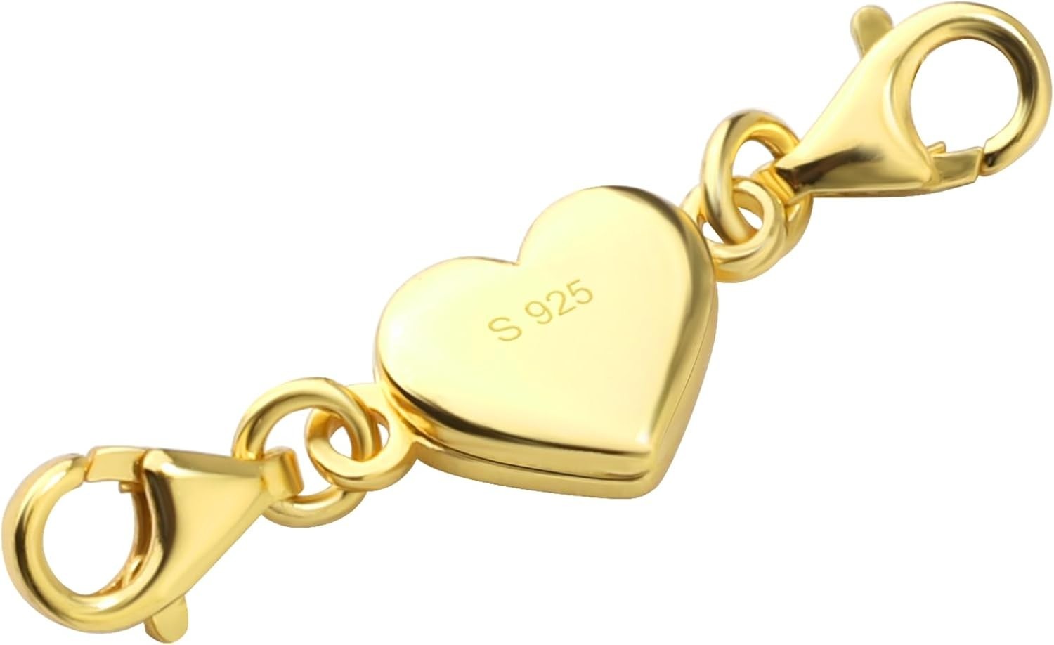 14K Gold Heart Magnetic Necklace Clasp and Closure Double Lobster Clasp
