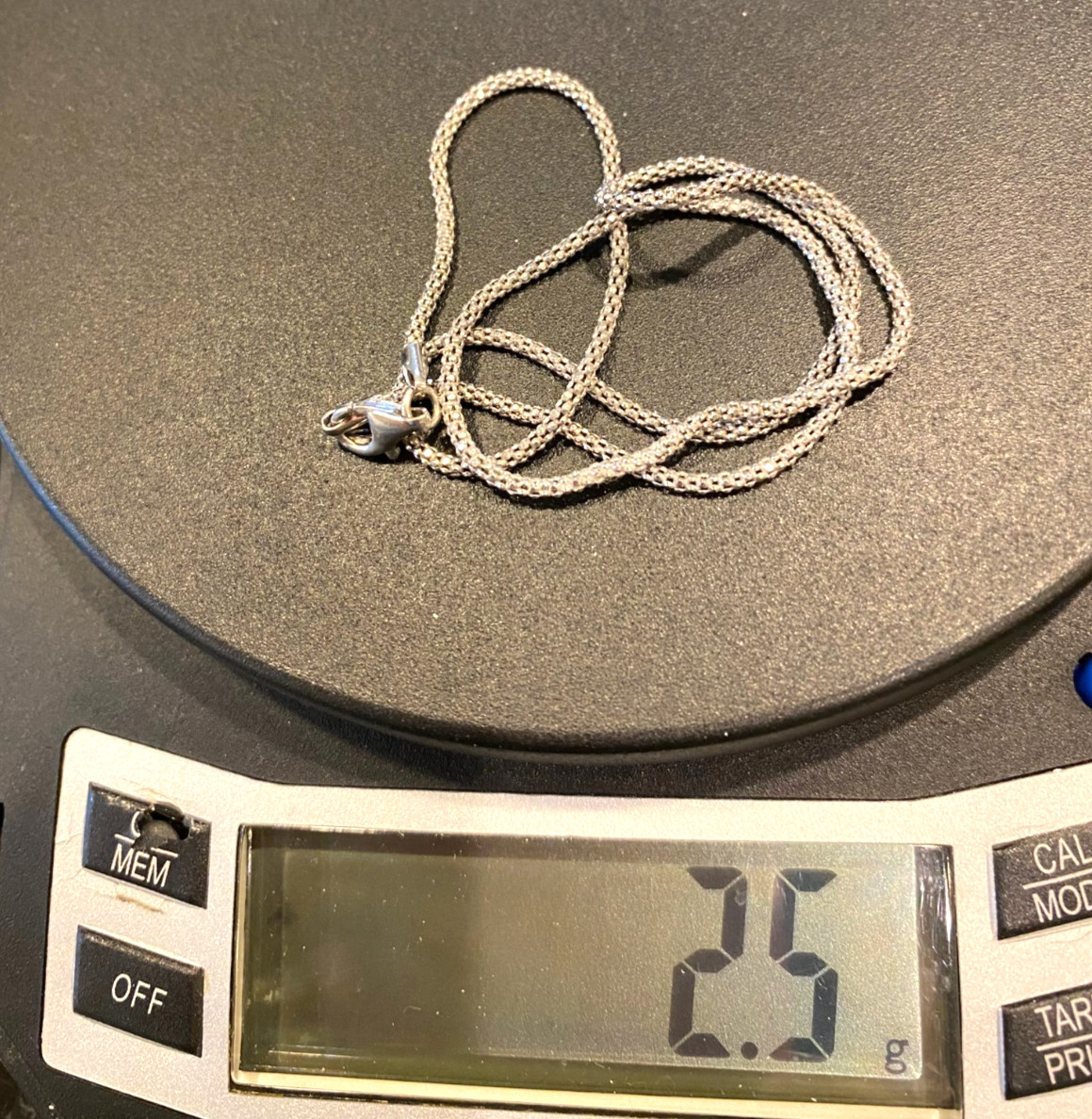Sterling Silver 2 mm Popcorn Chain Spring Catch 18 In. Long – Approx. 2.5 Grams