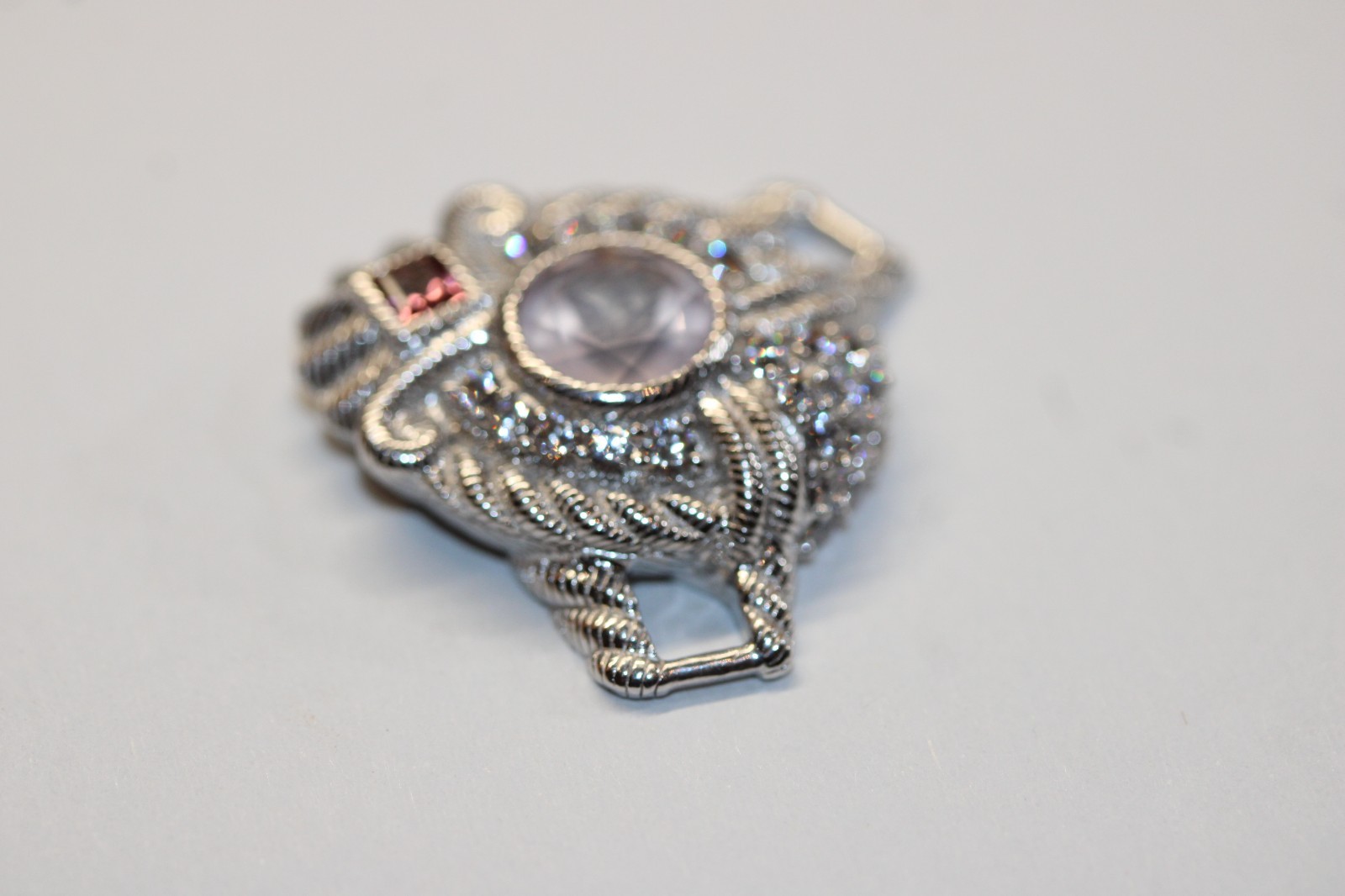 ❤ Judith Ripka Sterling Silver Rose Quartz Rope Enhancer ❤ # 0083