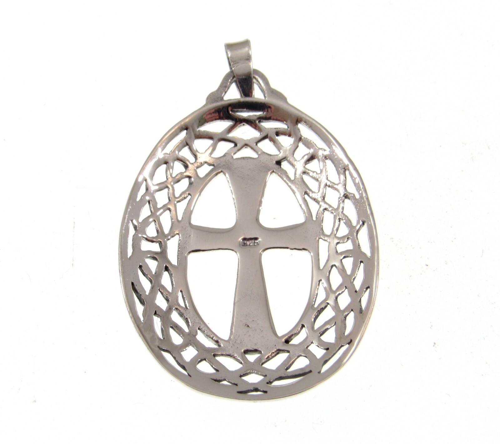 Large Handcrafted Solid 925 Sterling Silver Cross Celtic Knot Wreath Pendant