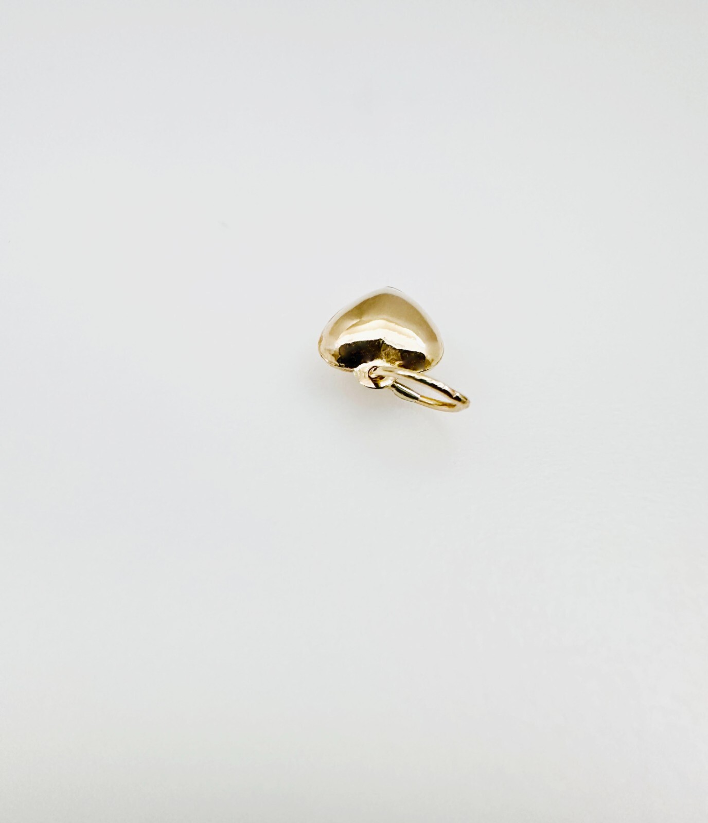14K Solid Yellow Gold Mini / Petite Puffy Puffed Heart Charm Pendant 12.5x6mm