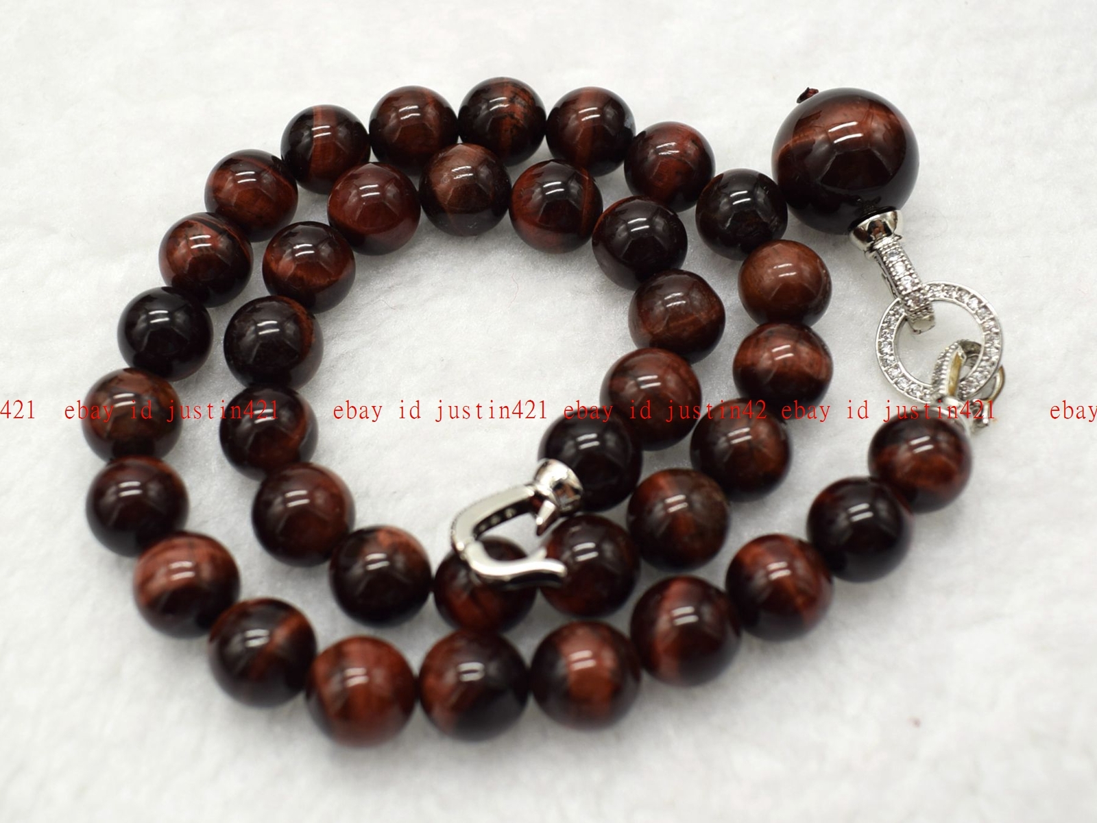 Fashion Jewelry 6/8/10/12/14mm Red Tiger’s Eye Gems Round Beads Pendant Necklace