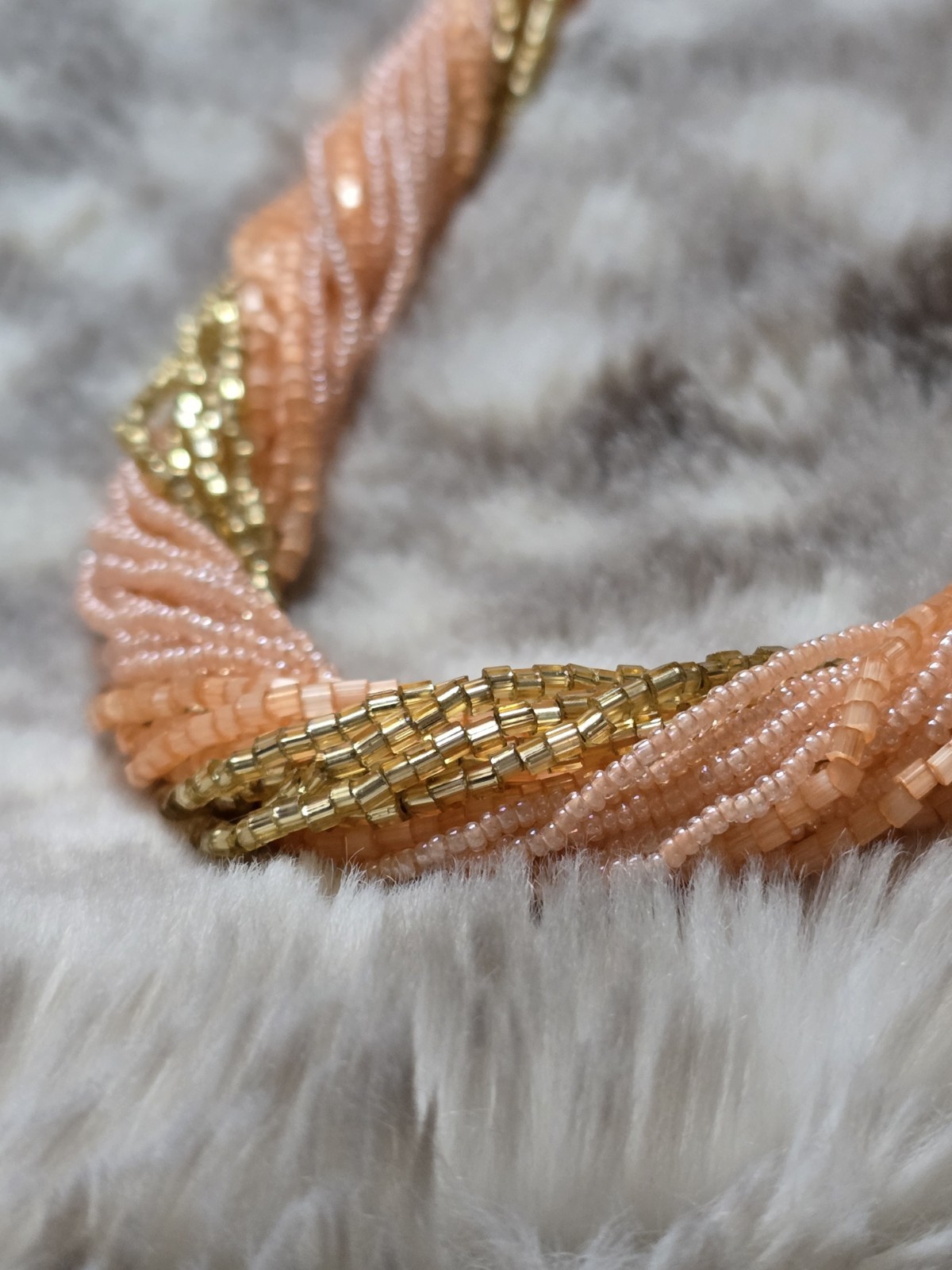 $200 Ross Simons 18k/Sterling Silver Murano Coral Gold multi strand Necklace