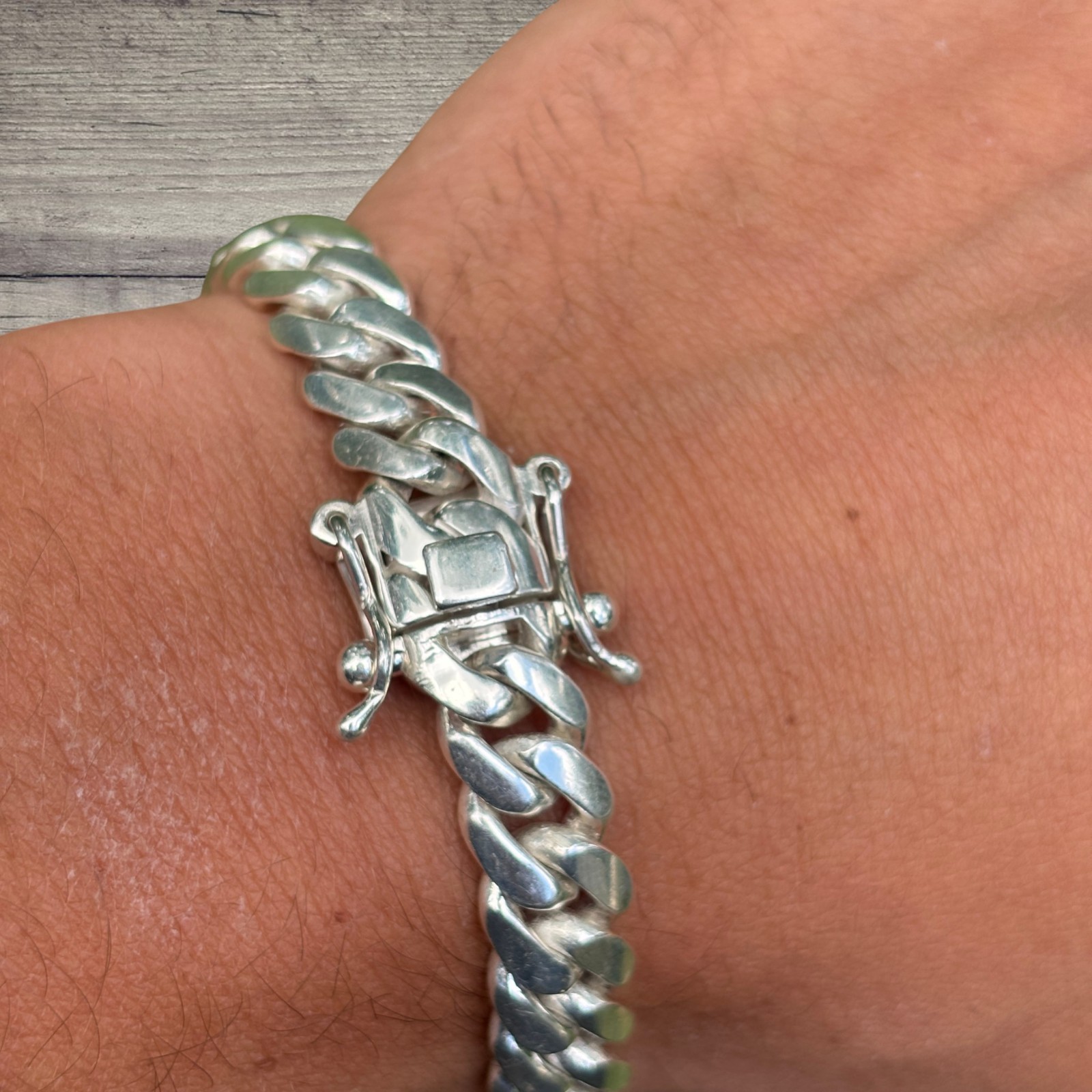 10mm Miami Cuban Link Bracelet – Real Solid 999 Fine Silver HANDMADE IN ITALY