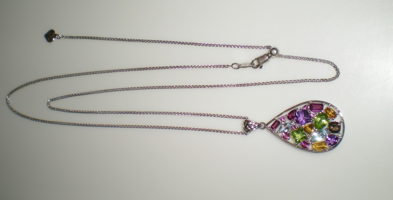 KAY Jeweler Sterling Silver Multi-Shape Natural Gemstone Teardrop Necklace 💎