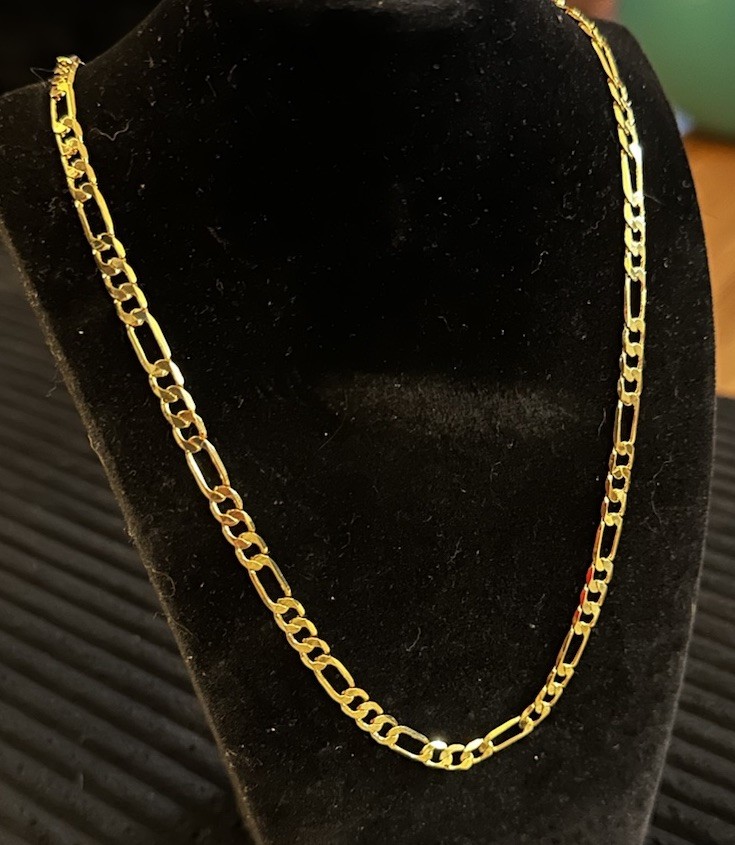 LUXE Italian 18k Gold Filled Figaro Link 5mm Chain 22” Mens Teens Unisex Gift