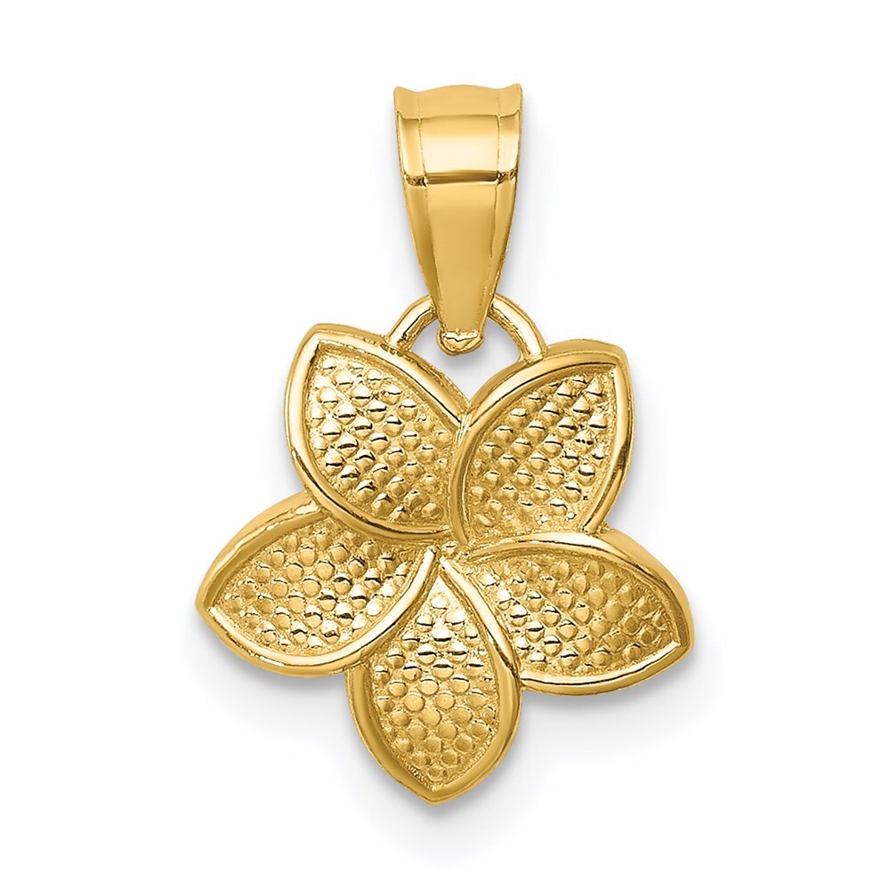 Real 14kt Yellow Gold Polished Plumeria Pendant