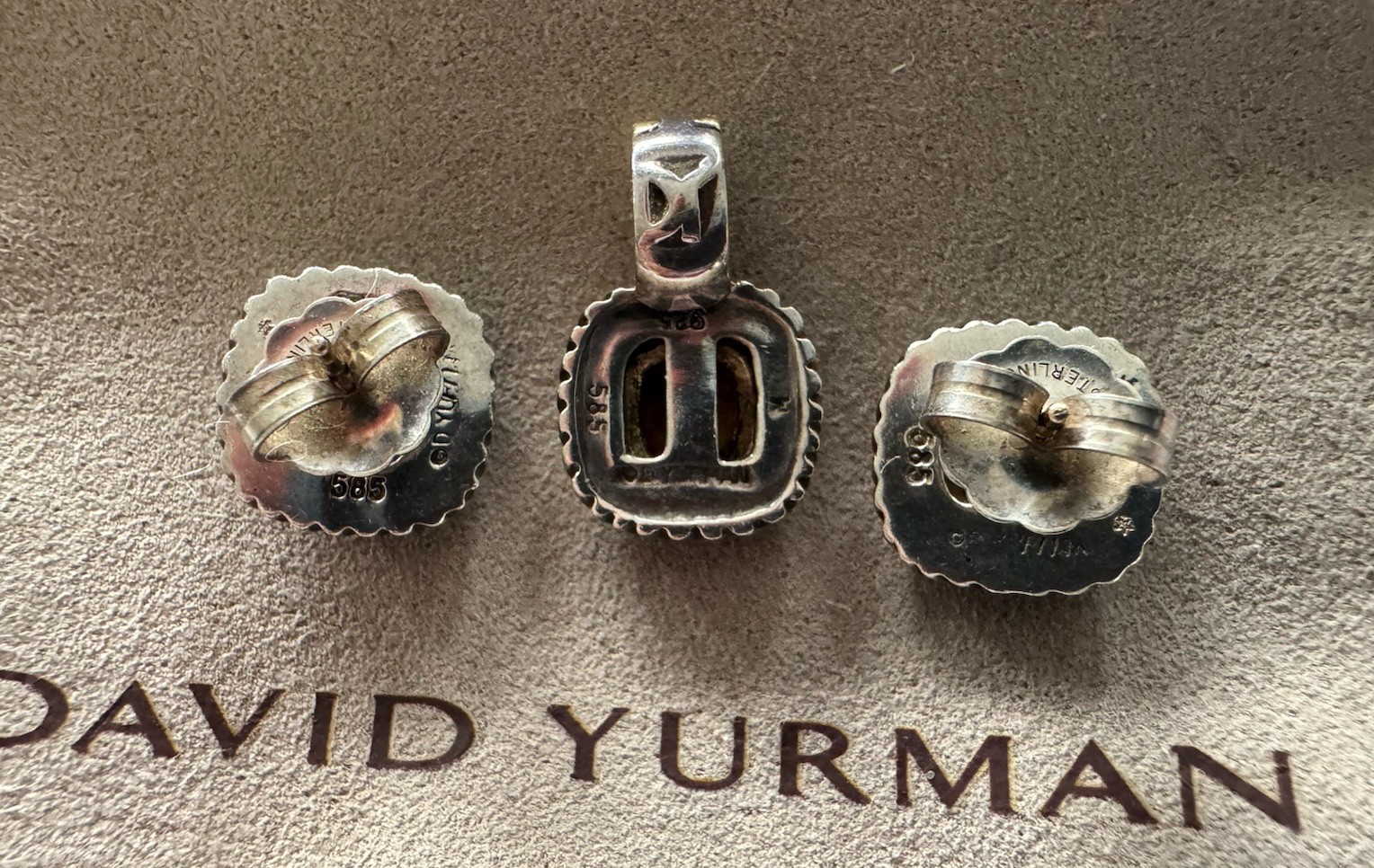 David Yurman Citrine Albion Enhancer Pendant And Earrings Sterling Silver