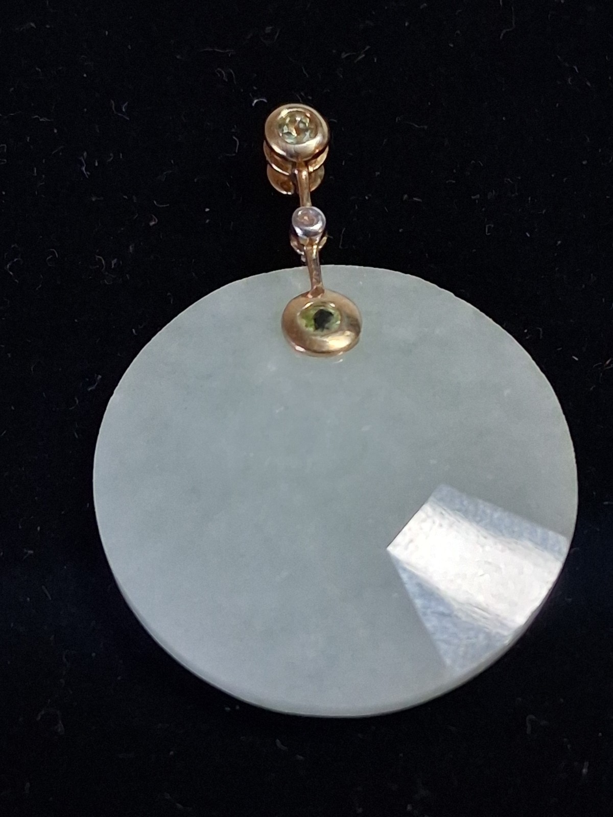 10K Yellow Gold Peridot And Diamond Jade Pendant Faceted
