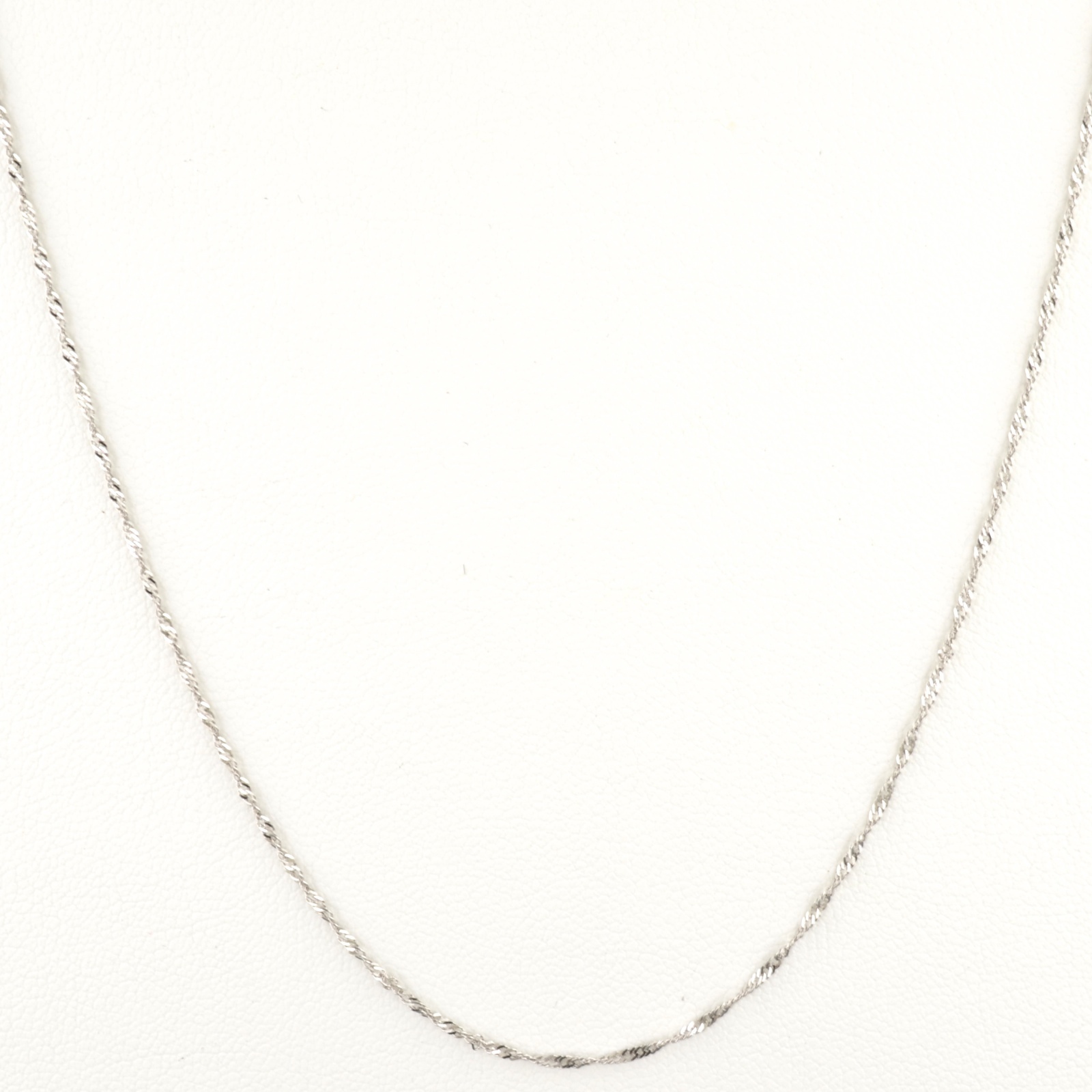 10K WHITE GOLD 1.0mm SINGAPORE PENDANT CHAIN NECKLACE