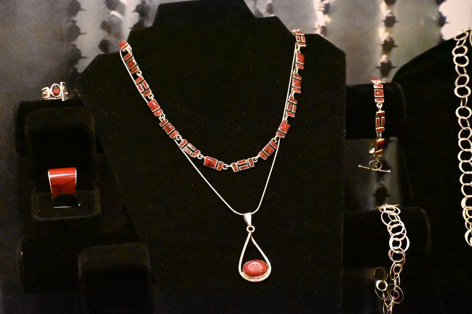 Crimson Red Jaster 925 Silver Necklace