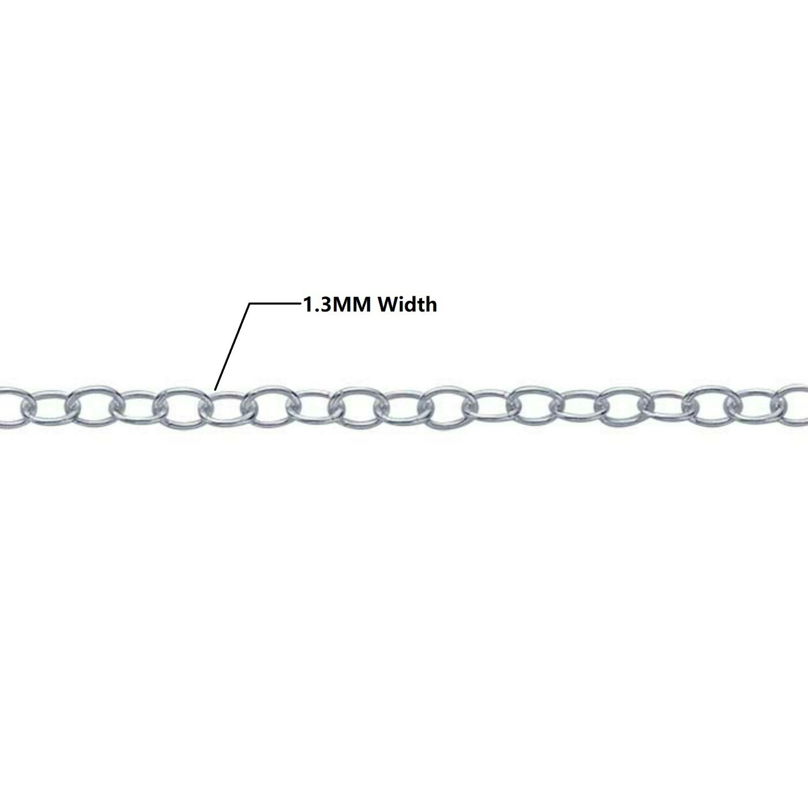 925 sterling silver 1.3mm cable chain