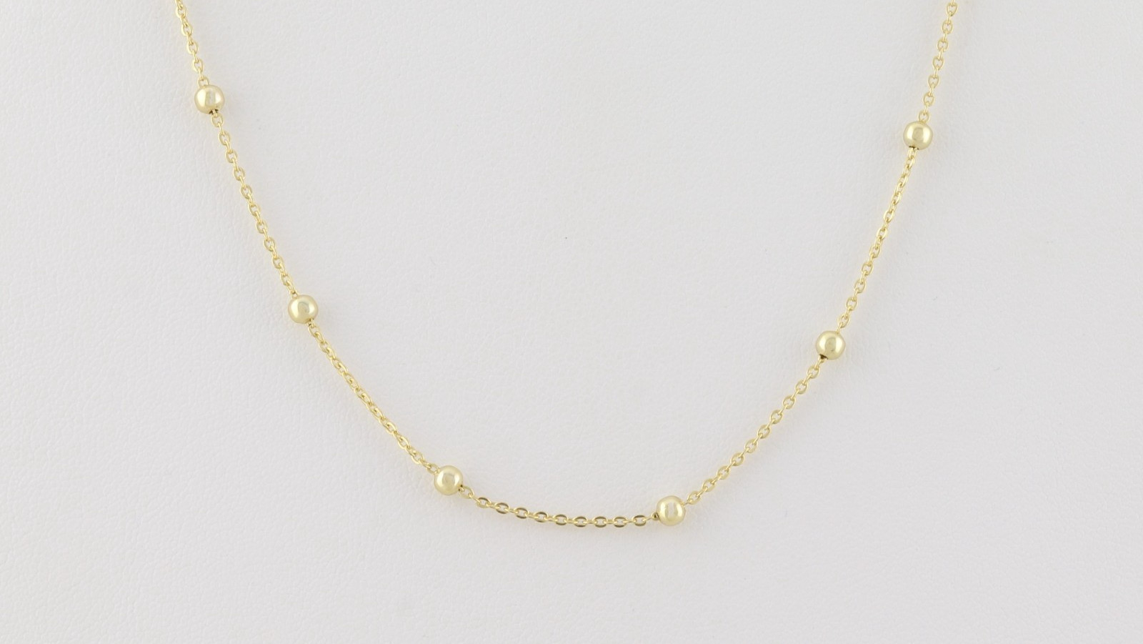 18k Gold Over Sterling Silver Beaded Station Necklace Choker 12.5″ to 14.25″ in