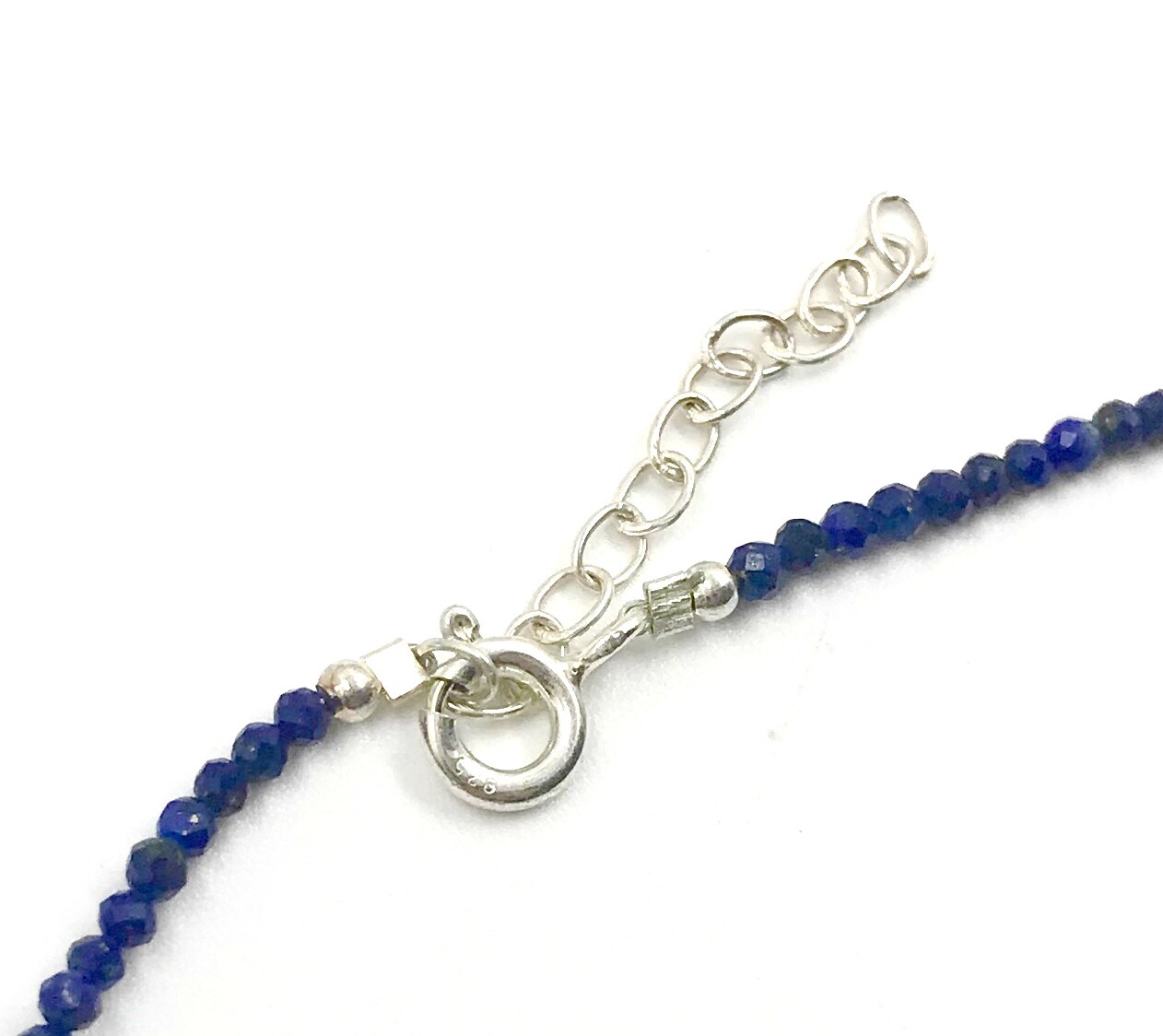 Genuine Lapis lazuli Beads Silver Necklace Jewelry Women Handmade USA SELLER