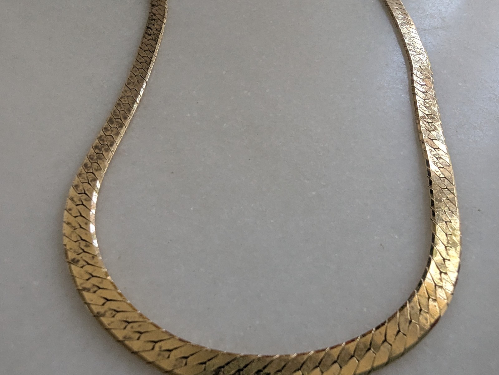 14k yellow gold necklace 20″ Italian herringbone link Wide chain vintage 29 gram