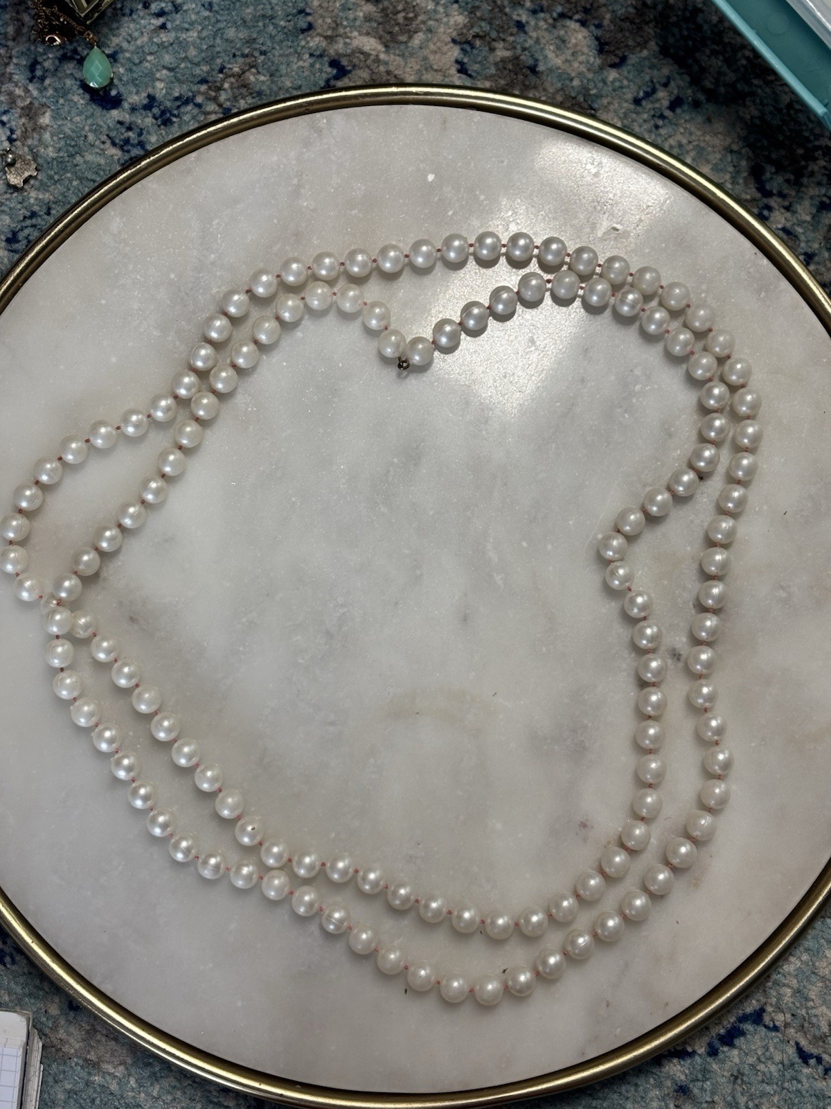 Vintage Long Faux Pearl Beaded Necklace – Classic White Plastic Strand Retro