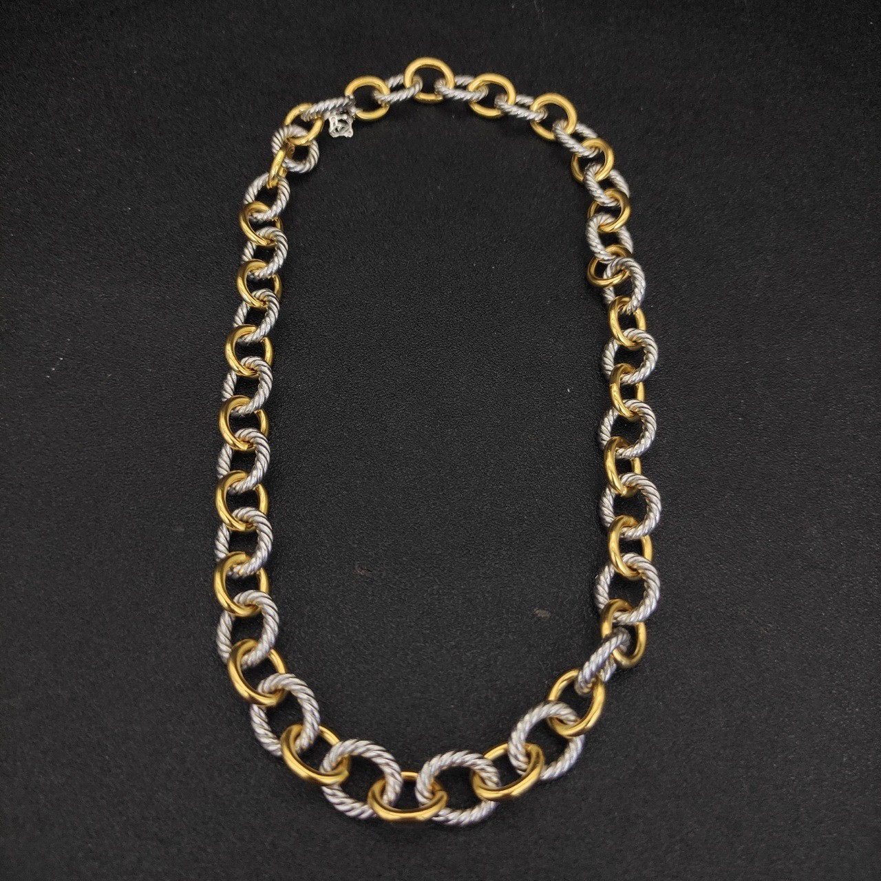 David Yurman Cable Two-Tone 925 Silver 18K Gold Large Oval Link Chain Necklace