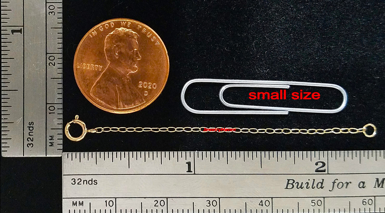 14k 1mm Cable Yellow Gold 6mm Spring Ring Clasp 2.25″ Safety Chain Extender