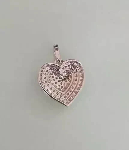 2Ct Round Cut Moissanite Cluster Heart Pendant 14k White Gold Plated Free Chain