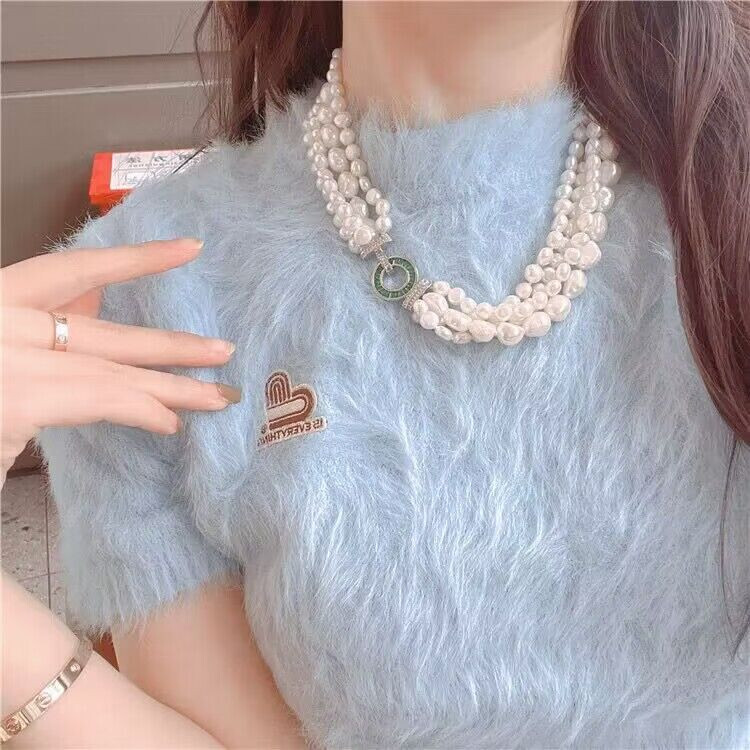 gorgeous fourstrands 7-9mm south sea baroque white pearl necklace 18inch(TB)